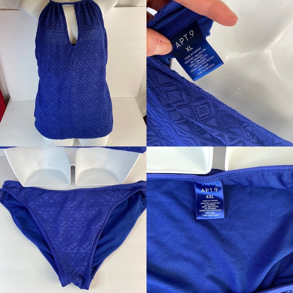 Apt. 9 two piece tankini XL top & XXL Bottom blue